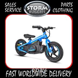 12 KIDS ELECTRIC BALANCE BIKE 100w 24v BLUE WITH QUICK CHANGE BATTERY