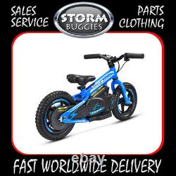 12 KIDS ELECTRIC BALANCE BIKE 100w 24v BLUE WITH QUICK CHANGE BATTERY