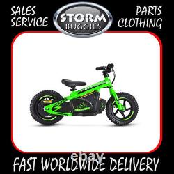 12 KIDS ELECTRIC BALANCE BIKE 100w 24v GREEN WITH QUICK CHANGE BATTERY