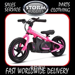 12 KIDS ELECTRIC BALANCE BIKE 100w 24v PINK WITH QUICK CHANGE BATTERY