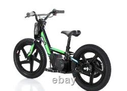 2021 REVVI 16 Inch Electric Balance Bike 24V Lithium Battery Powered Green