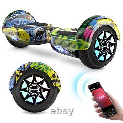 6.5'' Bluetooth Hoverboard LED Wheels Shelf Balance With Hoverkart HipHop Yellow