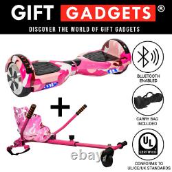6.5 Camo Pink Self Balance Hover Scooter Board Bundle & Pink Hoverkart Go Kart