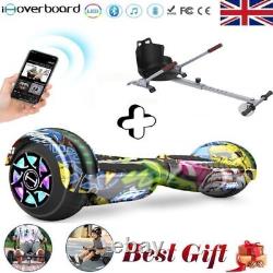 6.5 Electric Scooters Hover Board + Black Hoverkart Bundle Bluetooth LED Lights