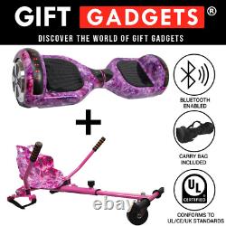 6.5 Galaxy Pink Self Balance Hover Scooter Board Bundle & Pink Hoverkart GoKart