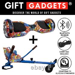 6.5 Graffiti Bue Self Balance Hover Scooter Board Bundle & Hoverkart Go Kart