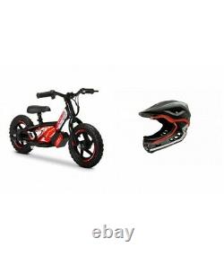 Amped A10 12 Kids Electric Balance Bike Combo Black/Red With Revvi Helmet