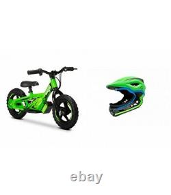 Amped A10 12 Kids Electric Balance Bike Combo Green With Revvi Helmet