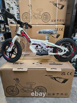 Amped A10 Black 150w 18v Electric Kids Age 3+ Balance Bike White Red New 2025