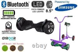 Black G2 PRO 8.5 All Terrain Off Road Hoverboard UL2272 + HoverBike Purple