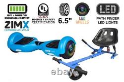 Blue 6.5 UL2272 Hoverboard Swegway with LED Wheels + Hoverkart HK5 Blue