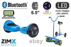 Blue ZIMX 6.5 UL2272 Hoverboard with Bluetooth & LED Wheels + Hoverbike