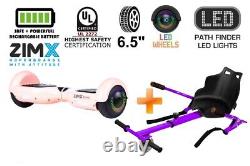 Blush Pink 6.5 UL2272 Hoverboard Swegway with LED Wheels + Hoverkart HK4 Purple