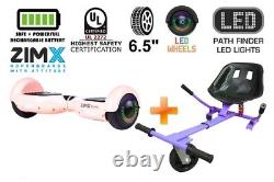 Blush Pink 6.5 UL2272 Hoverboard Swegway with LED Wheels + Hoverkart HK5 Purple
