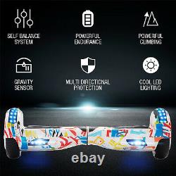 Electric Scooter 6.5'' Graffiti White Hoverboard LED Self-Balancing Hover Board