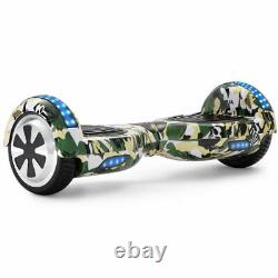 Electric Scooters 6.5 Green Camo Hoverboard Bluetooth LED Kids Balance Board-UK
