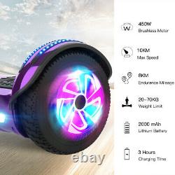 Electric Scooters PURPLE Hoverboard Bluetooth LED Wheels Kid Balance Board