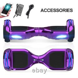 Electric Scooters PURPLE Hoverboard Bluetooth LED Wheels Kid Balance Board