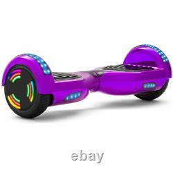 Electric Scooters Purple 6.5 Hoverboard Bluetooth LED Kid 2Wheels Balance Board