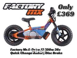 Factory MX E-drive 12 Electric Balance Bike 12 250w Hub 8-10-12 Mph Eats Revvi