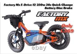 Factory MX E-drive 12 Electric Balance Bike 12 250w Hub 8-10-12 Mph Eats Revvi