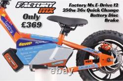 Factory MX E-drive 12 Electric Balance Bike 12 250w Hub 8-10-12 Mph Eats Revvi