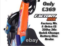Factory MX E-drive 12 Electric Balance Bike 12 250w Hub 8-10-12 Mph Eats Revvi