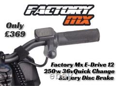 Factory MX E-drive 12 Electric Balance Bike 12 250w Hub 8-10-12 Mph Eats Revvi