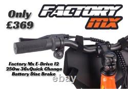 Factory MX E-drive 12 Electric Balance Bike 12 250w Hub 8-10-12 Mph Eats Revvi