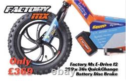 Factory MX E-drive 12 Electric Balance Bike 12 250w Hub 8-10-12 Mph Eats Revvi