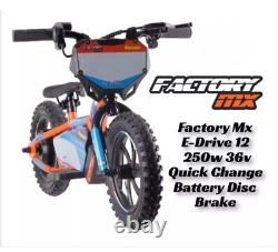 Factory MX E-drive 12 Electric Balance Bike 12 250w Hub Motor 3 Speed Eats Revvi