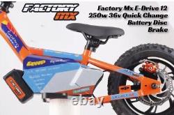 Factory MX E-drive 12 Electric Balance Bike 12 250w Hub Motor 3 Speed Eats Revvi