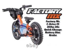 Factory MX E-drive 12 Electric Balance Bike 12 250w Hub Motor 3 Speed Eats Revvi