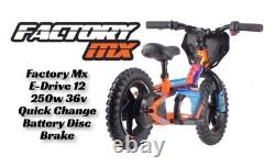 Factory MX E-drive 12 Electric Balance Bike 12 250w Hub Motor 3 Speed Eats Revvi