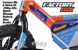 Factory MX E-drive 12 Electric Balance Bike 12 250w Hub Motor 3 Speed Eats Revvi