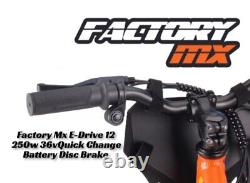 Factory MX E-drive 12 Electric Balance Bike 12 250w Hub Motor 3 Speed Eats Revvi