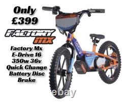 Factory MX E-drive 16 Electric Balance Bike 350w Hub Motor 3 Speed Eats Revvi 16