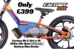Factory MX E-drive 16 Electric Balance Bike 350w Hub Motor 3 Speed Eats Revvi 16