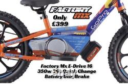 Factory MX E-drive 16 Electric Balance Bike 350w Hub Motor 3 Speed Eats Revvi 16