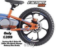 Factory MX E-drive 16 Electric Balance Bike 350w Hub Motor 3 Speed Eats Revvi 16
