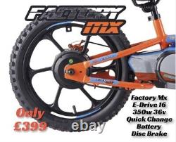 Factory MX E-drive 16 Electric Balance Bike 350w Hub Motor 3 Speed Eats Revvi 16