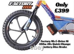Factory MX E-drive 16 Electric Balance Bike 350w Hub Motor 3 Speed Eats Revvi 16