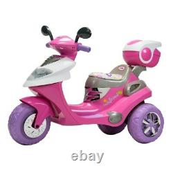 Girls Pink Electric Scooter 6V Ride On With Balancing Footrest-Horn Fits In Cars