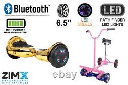 Gold Chrome 6.5 UL2272 Hoverboard with Bluetooth & LED Wheels + Hoverbike