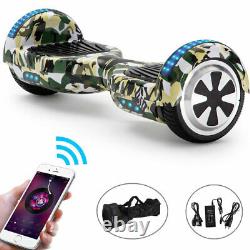 Hoverboard 6.5 Inch Camo Green Electric Scooters Bluetooth LED Balance Board+Bag
