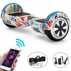 Hoverboard Graffiti White Bluetooth Electric Scooters LED 2 Wheels Balance Board