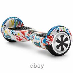 Hoverboard Graffiti White Bluetooth Electric Scooters LED 2 Wheels Balance Board