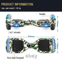 Hoverboard Kids Camouflage Electric Scooters Bluetooth Segway LED Balance Board