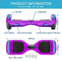 Hoverboard Purple 6.5 Inch Bluetooth Self-Balancing Electric Scooters For Kids