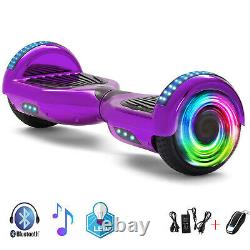 Hoverboard Purple 6.5 Inch Electric Scooters Bluetooth Segway LED Balance Board